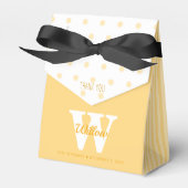 Monogram gele poka Dots Stripes Favor Box Bedankdoosjes (Voorkant Zijde)