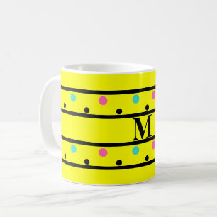 Monogram gele stippen koffiemok