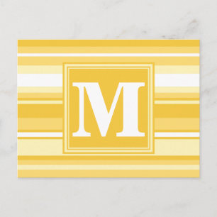 Monogram gele strepen briefkaart