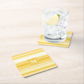 Monogram gele strepen kartonnen onderzetters (Insitu)