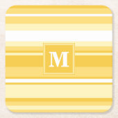 Monogram gele strepen kartonnen onderzetters (Voorkant)