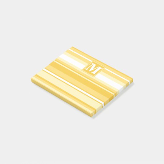 Monogram gele strepen post-it® notes (Schuin)