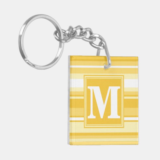 Monogram gele strepen sleutelhanger (Voorkant Links)