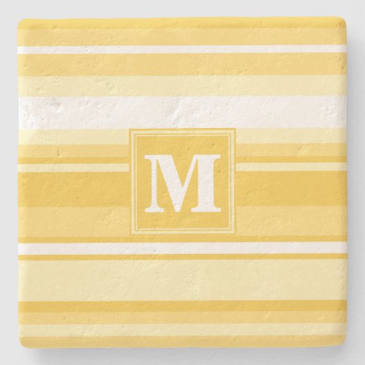 Monogram gele strepen stenen onderzetter (Voorkant)