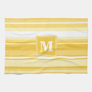 Monogram gele strepen theedoek
