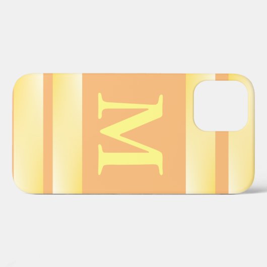 Monogram Gele Stripe Case-Mate iPhone Case (Achterkant (horizontaal))