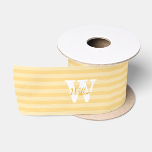 Monogram Gele Stripes Satin Ribbon Satijnen Lint