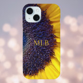 Monogram Gele zonnebloempjes met Initialen iPhone 15 Case