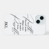 Monogram 'Geloof maakt dingen mogelijk' iPhone 15 Case (Achterkant horizontaal)