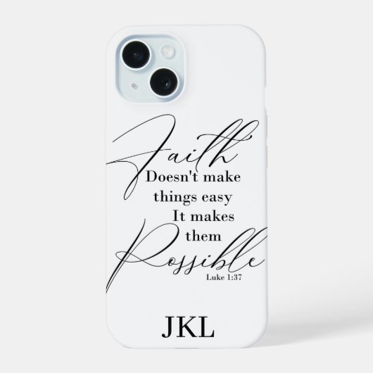 Monogram 'Geloof maakt dingen mogelijk' iPhone 15 Case (Achterkant)