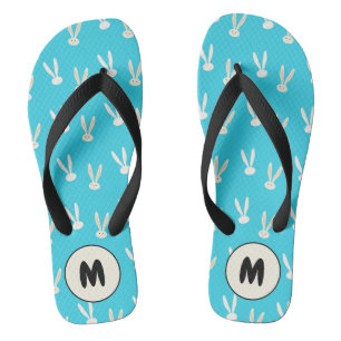 Monogram Gelukkig Paasvakantie konijnpatroon Teenslippers