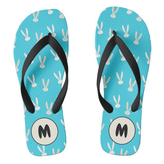 Monogram Gelukkig Paasvakantie konijnpatroon Teenslippers (Voetbed)