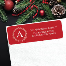 Monogram Gelukkig & Vrolijk Kerstmis Terugkeeradre