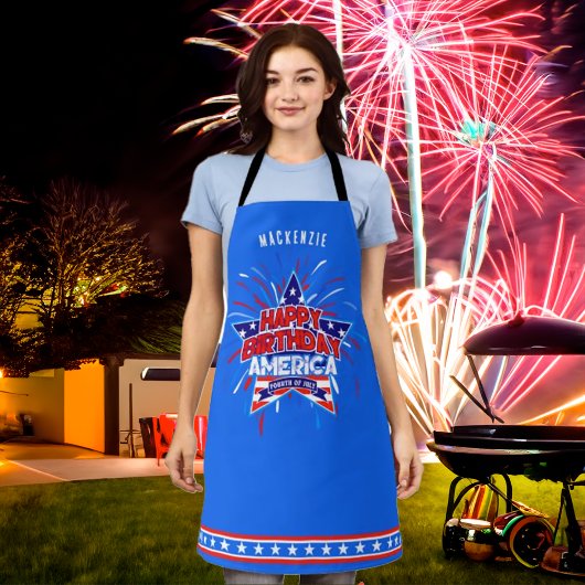 Monogram Gelukkige Verjaardag Amerika DEEP BLUE Schort