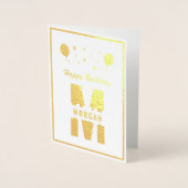 Monogram Gelukkige Verjaardag Elke Leeftijd Wit En Folie Kaarten (Voorkant)