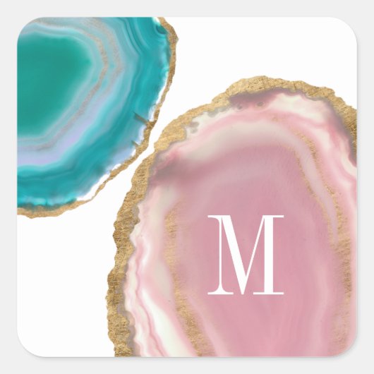 Monogram | Gem Stones I Vierkante Sticker (Voorkant)
