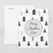 Monogram gemarkeerd leuk patroon van dennenboomsti notitiekaartje (Voorkant / Achterkant)