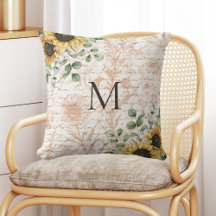 Monogram gemarkeerde vintage rustieke zonnebloem c