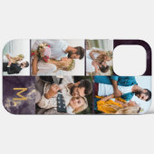 Monogram Gemarmerde Donkere Marmer 5 Foto Collage Case-Mate iPhone Case (Achterkant (horizontaal))