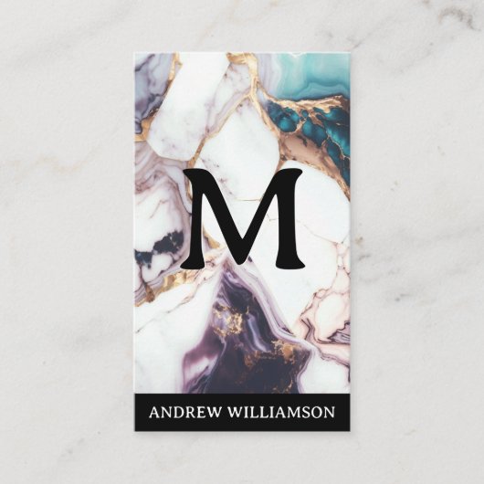 Monogram | Gemengd marmer | Lux Visitekaartje (Voorkant)