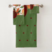 Monogram gemerkte herfstbladeren herfst rood groen bad handdoek (Insitu)