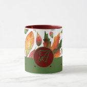 Monogram gemerkte herfstbladeren herfst rood groen mok (Midden)