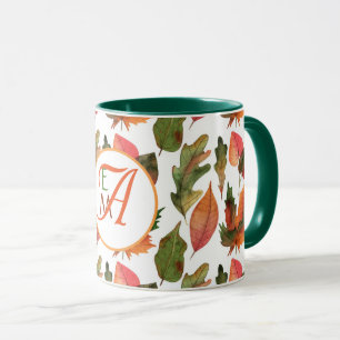 Monogram gemerkte herfstbladeren herfstdecoratie o mok