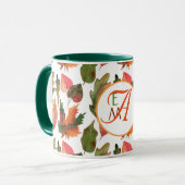 Monogram gemerkte herfstbladeren herfstdecoratie o mok (Voorkant links)