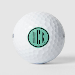 Monogram gemint-groene & zwarte cirkelvormige lijs golfballen