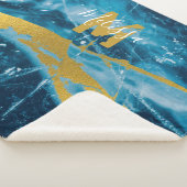 Monogram Geode Agate Gemstone Blue en Gold Sherpa Deken (3/4)