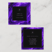 Monogram Geode Black Paars Agate Professional Vierkante Visitekaartje (Voorkant / Achterkant)