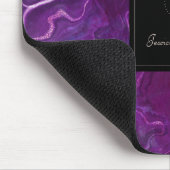 Monogram Geode Dark Paars Black Abstract Agate Muismat (Hoek)