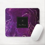 Monogram Geode Dark Paars Black Abstract Agate Muismat (Met muis)