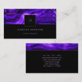 Monogram Geode Paars Abstract Modern Visitekaartje (Voorkant / Achterkant)