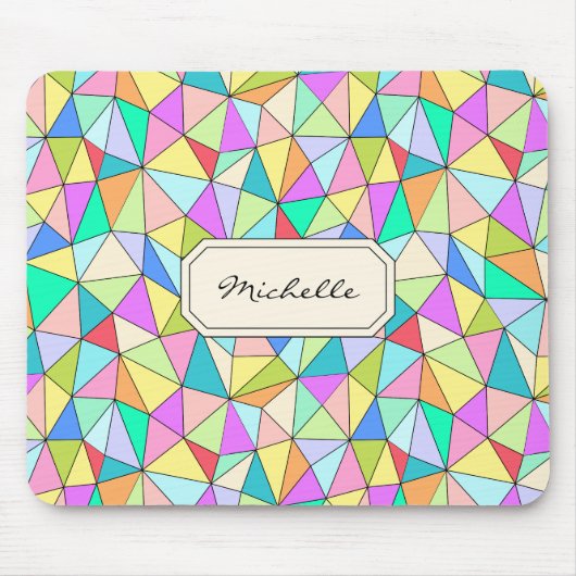 Monogram Geomertic Colorful Bright Mousepad Muismat (Voorkant)