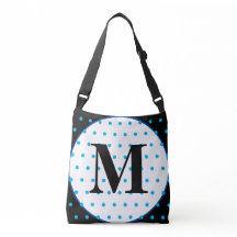 Monogram Geometric Black Blue Polka Dots