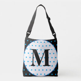 Monogram Geometric Black Blue Polka Dots Crossbody Tas