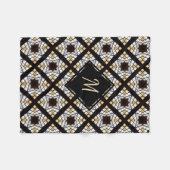Monogram Geometric Black Blue Yellow Pattern Fleece Deken (Voorkant (Horizontaal))