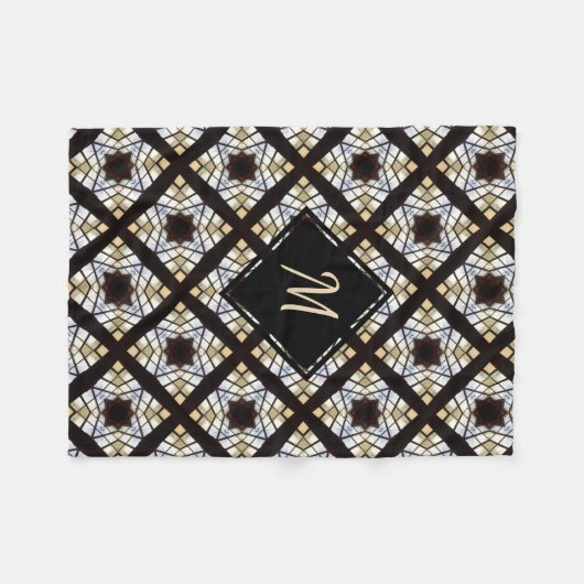 Monogram Geometric Black Blue Yellow Pattern Fleece Deken (Voorkant (Horizontaal))