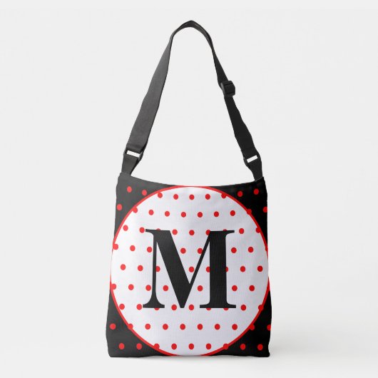 Monogram Geometric Black Red Polka Dots Crossbody Tas (Voorkant)