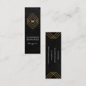 Monogram Geometric Gold Squares Faux Leather Mini Visitekaartje (Voorkant / Achterkant)