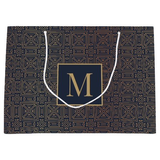 Monogram geometrisch art deco patroon groot cadeauzakje (Voorkant)