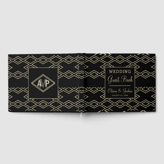 Monogram geometrisch bruiloft Guest Book Gastenboek (Volledig)