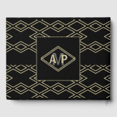 Monogram geometrisch bruiloft Guest Book Gastenboek (Achterkant)