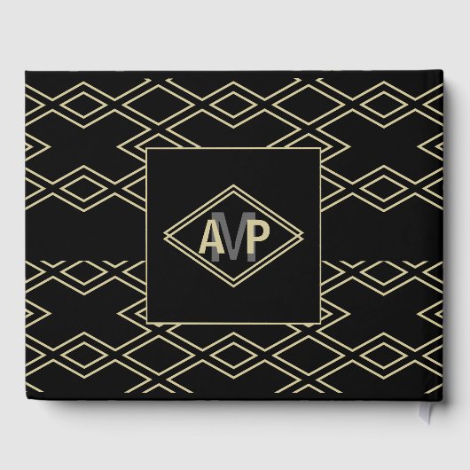 Monogram geometrisch bruiloft Guest Book Gastenboek (Achterkant)