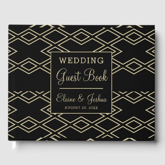 Monogram geometrisch bruiloft Guest Book Gastenboek (Voorkant)
