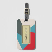 Monogram Geometrisch Colorful Modern Bagagelabel (Voorkant (verticaal))