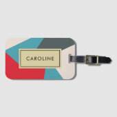 Monogram Geometrisch Colorful Modern Bagagelabel (Voorkant (horizontaal))