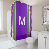 Monogram geometrisch helder Paars geel Douchegordijn (In situ)