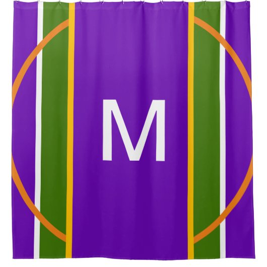 Monogram geometrisch helder Paars geel Douchegordijn (Voorkant)